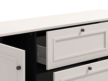 Cassio Cashmere Taupe Panelled Sideboard: Modern Elegance with Ample Storage - UK Luxury Furniture